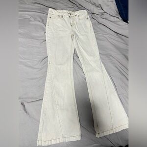 Banjara Cream Flare Pants Brown Stitching